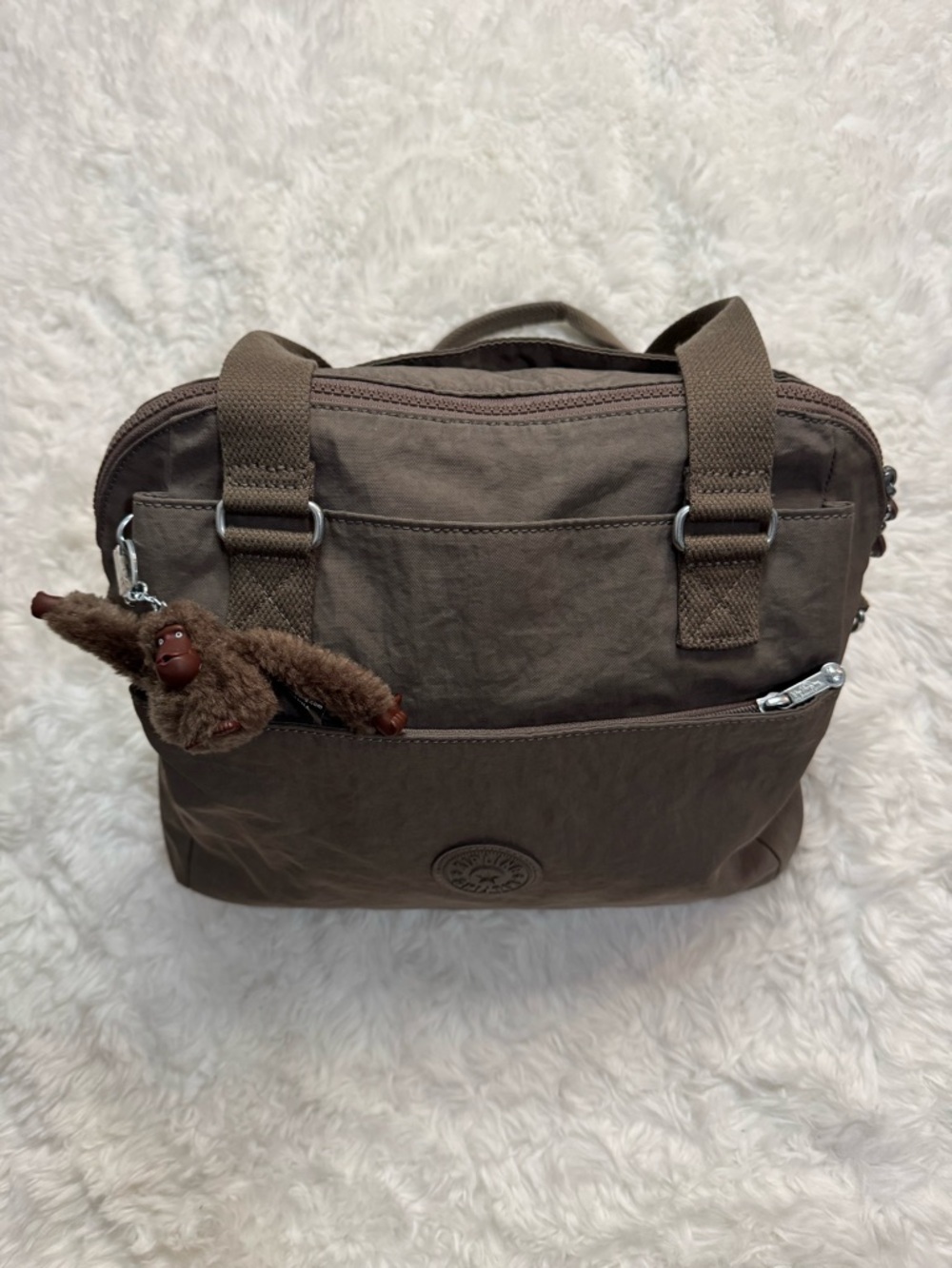 Kipling Taupe Everyday Nylon Tote with Monkey Charm - Picture 4 of 16